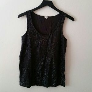 J. CREW black sequin cotton tank top